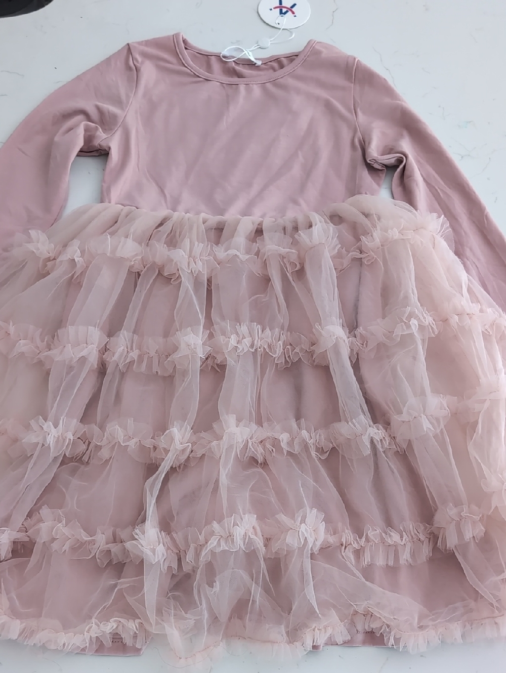 Girls' Pink Layered Tulle Casual Dress